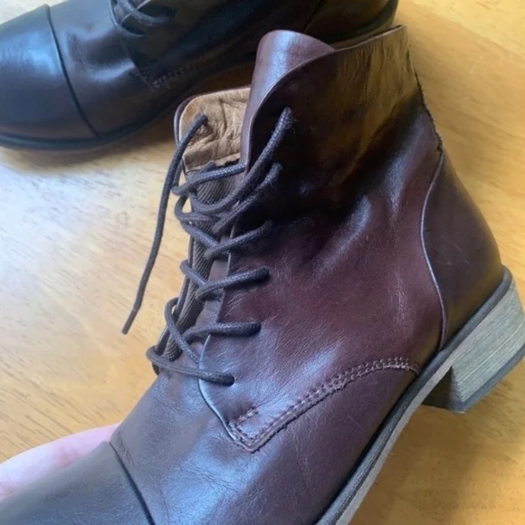 Creator Ankle Leather Booties Boho Chic Brown Lace Up Boots Shoes, Size 38 - Picture 8 of 9